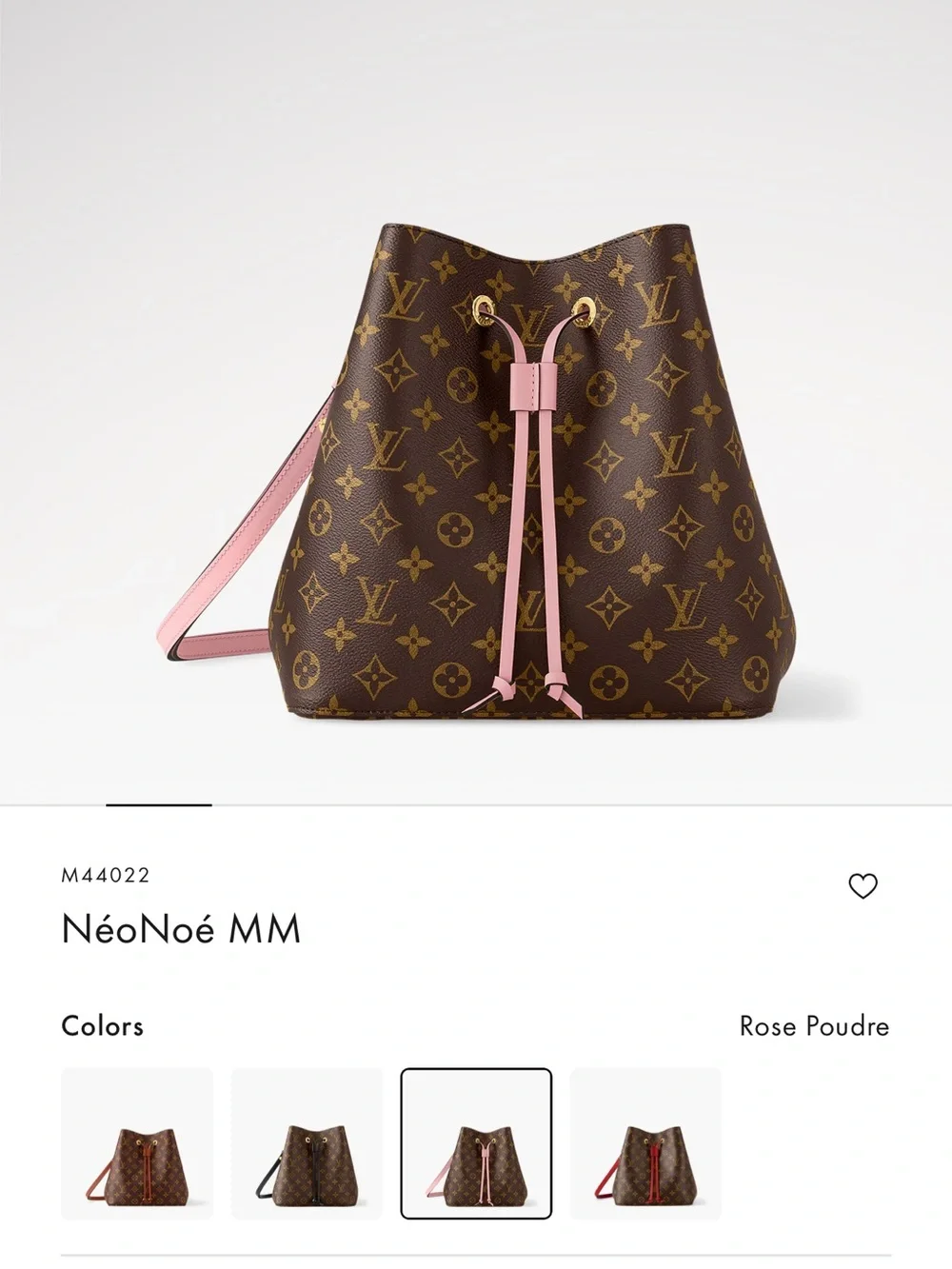 Louis Vuitton Monogram NéoNoé MM Bucket Bag in Brown with Rose Poudre Trim